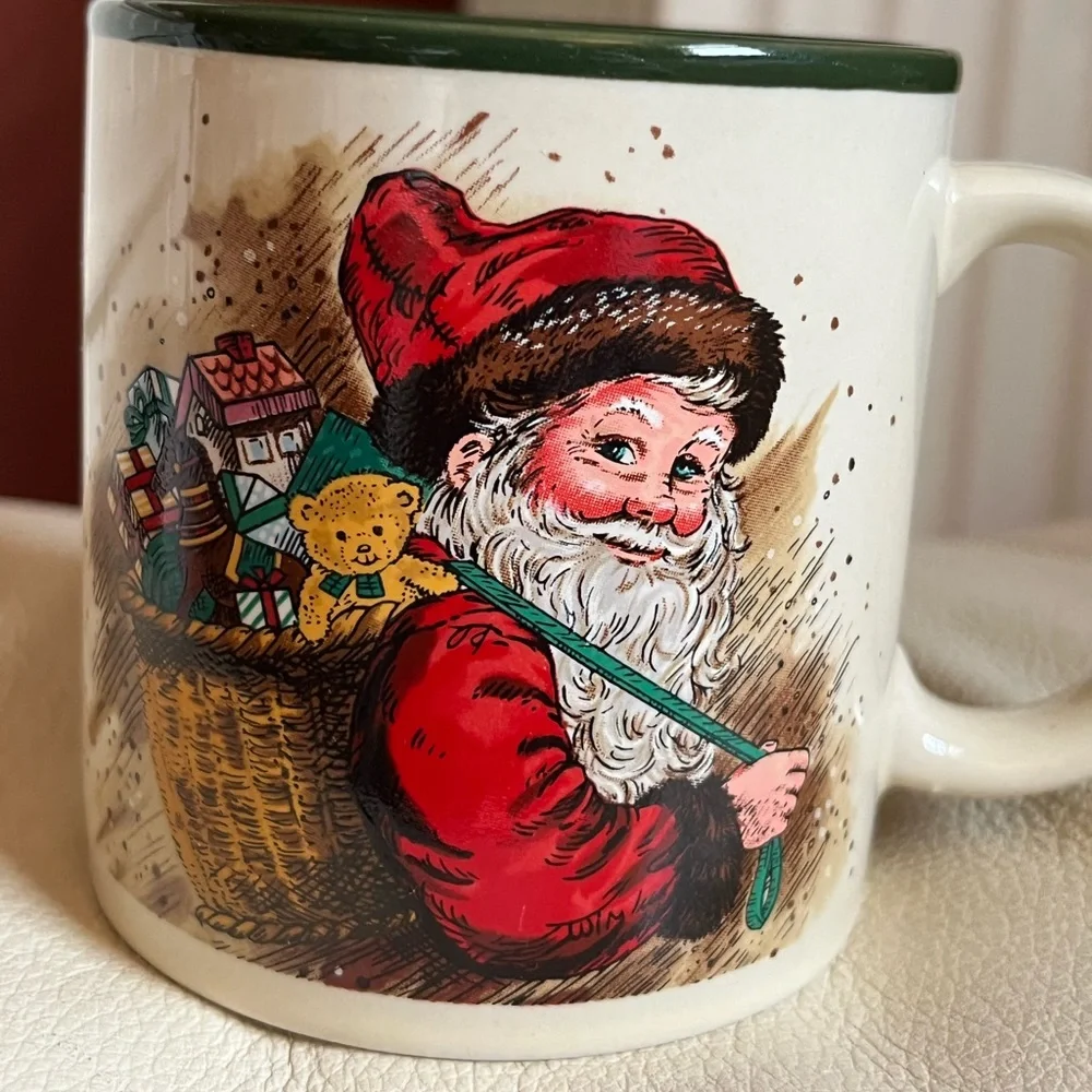 Vintage Potpourri Press Marvelous Christmas Mug Santa Bear Holiday Cups Set of 6